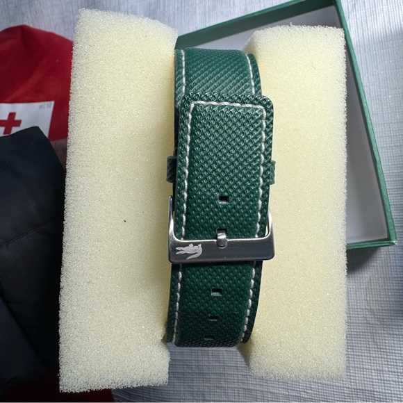 Lacoste Silver Watch with Green Strap - Picture 3 of 3